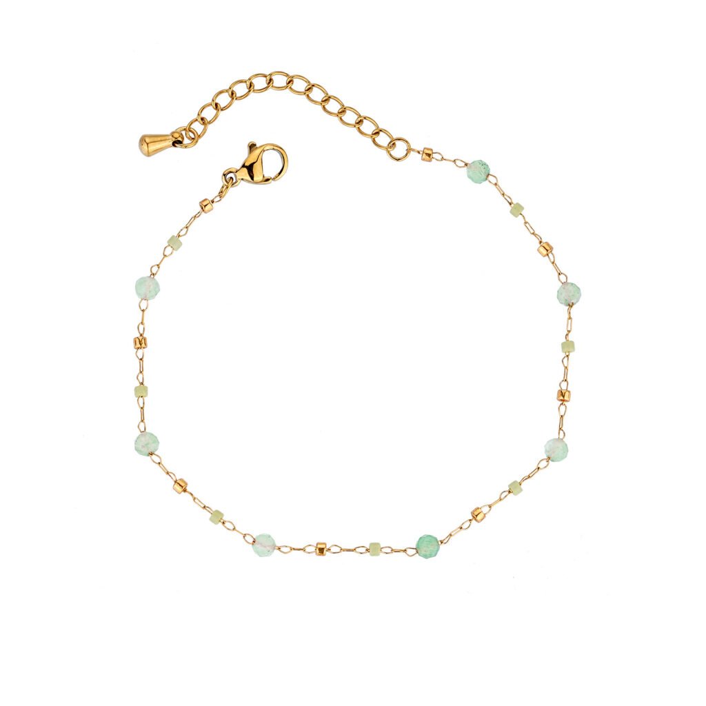 Green Aventurine Bohemian Gold-Plated Stainless Steel Bracelet