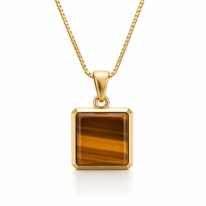 Geometric Gemstone Stainless Steel Pendant Necklace Collection