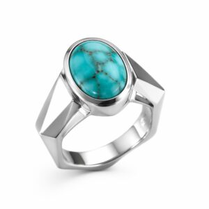 Blue Turquoise Geometric Stainless Steel Ring