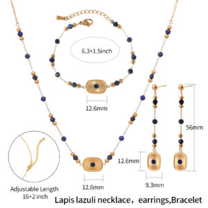 Lapis Lazuli Jewelry Set — Necklace, Bracelet & Earrings