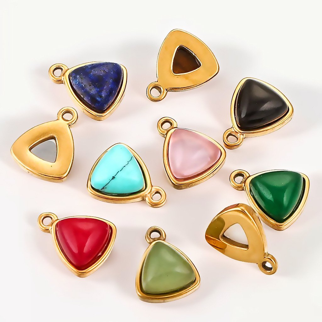 Triangle Natural Stone Stainless Steel Pendant