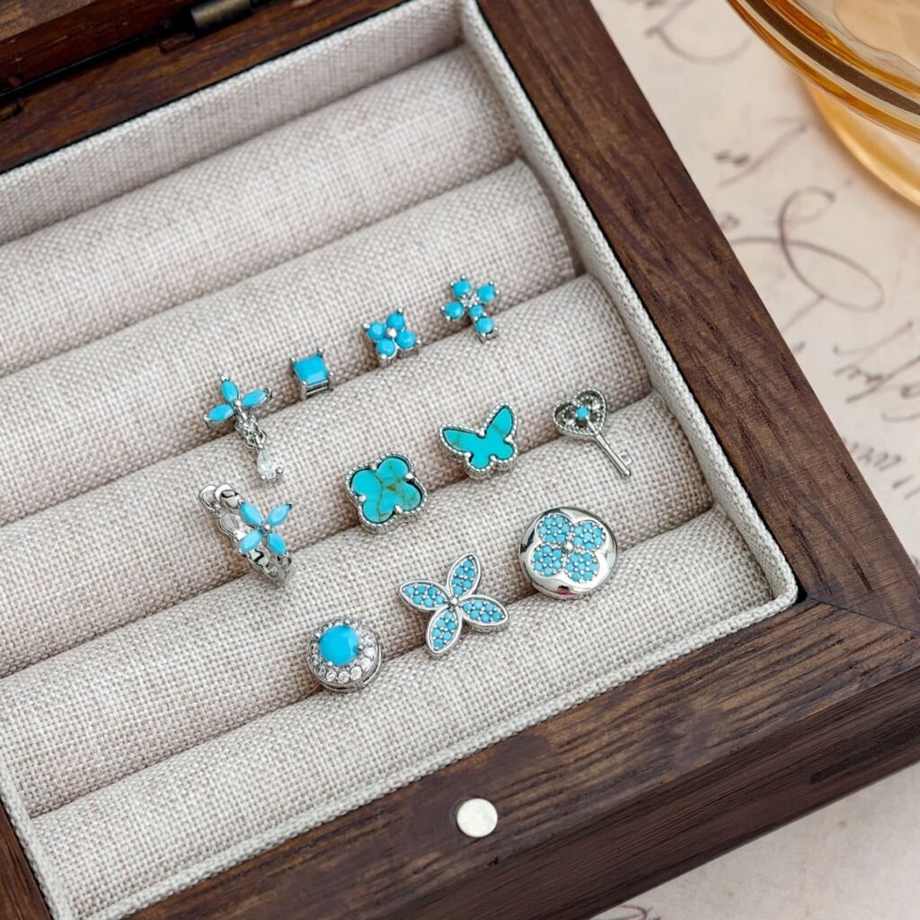 Turquoise Titanium Steel Stud Earring Collection