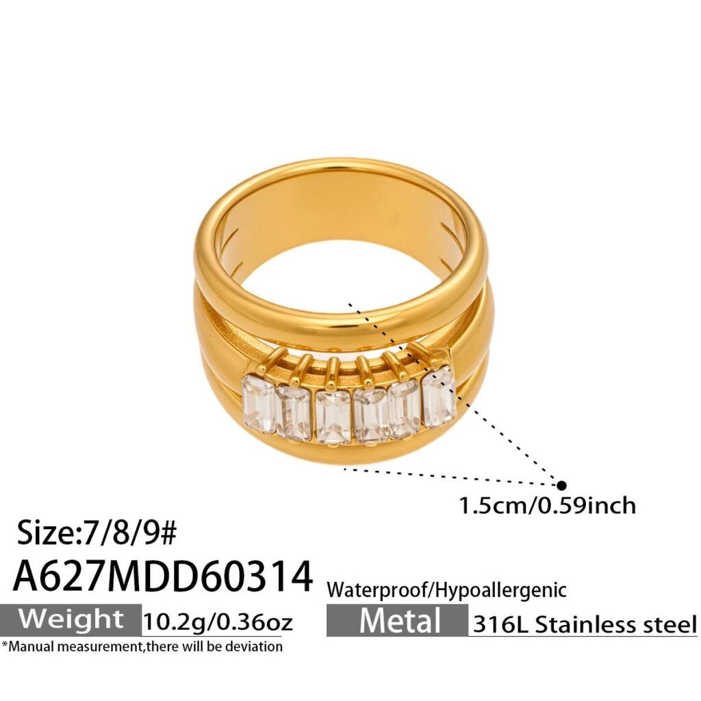 Double-Layer Two-Tone Zircon Stainless Steel Ring