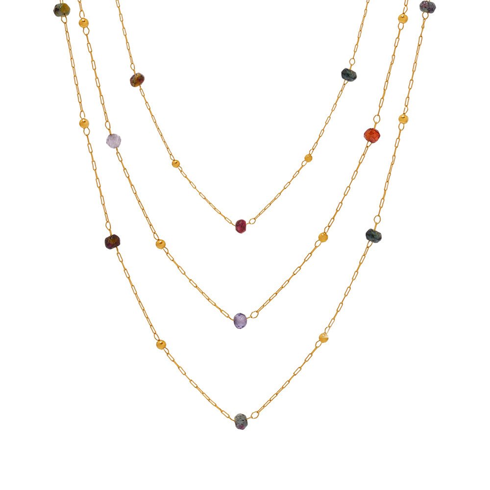 French Romantic Titanium Steel Faceted Natural Stone Necklace
