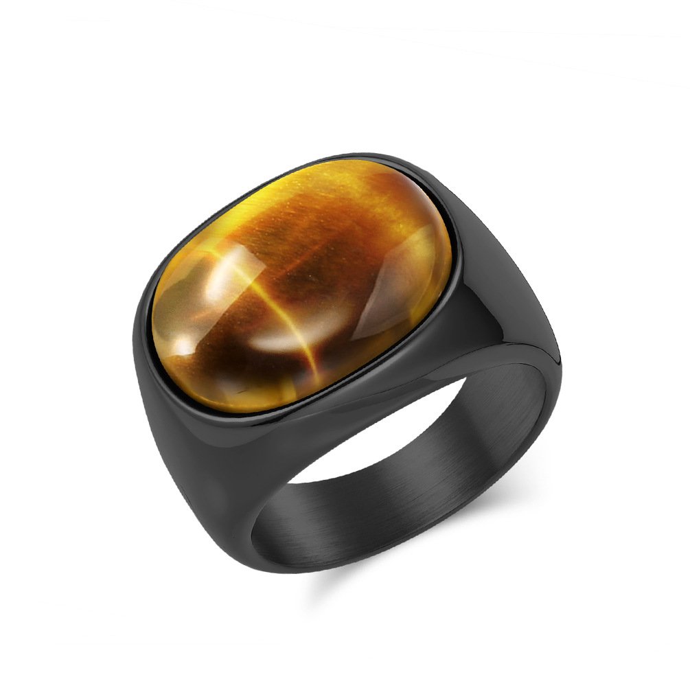 Tiger Eye Stainless Steel Signet Ring
