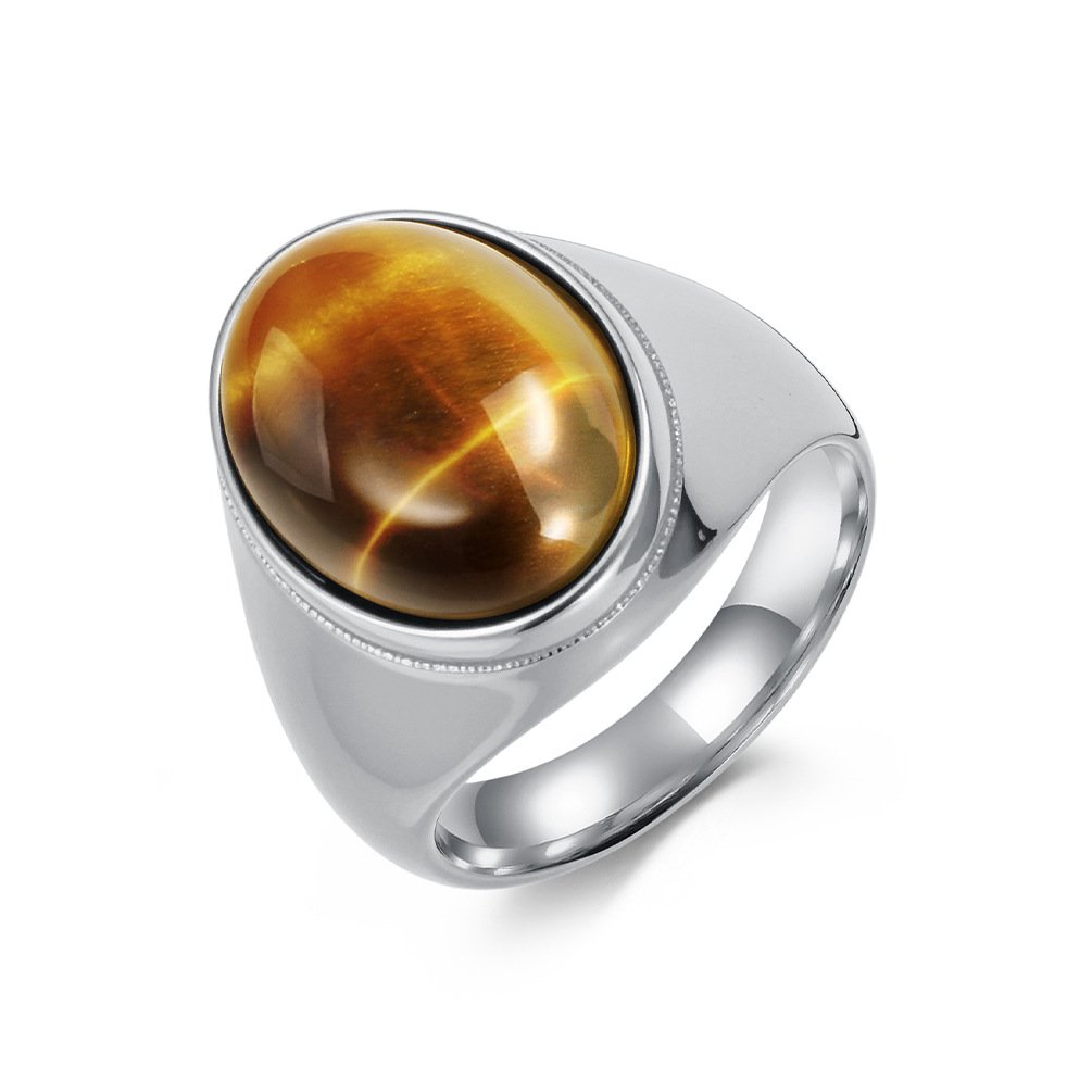 Tiger Eye Stainless Steel Signet Ring - Image 2