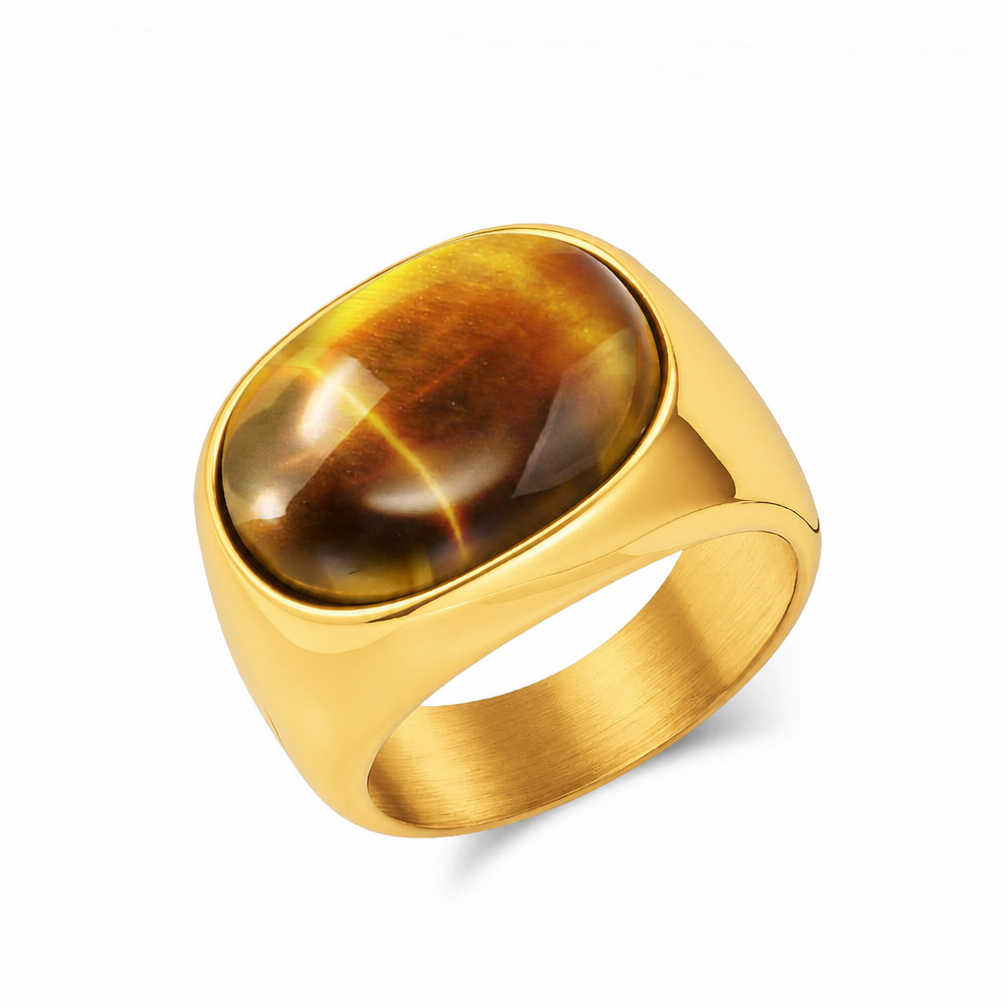 Tiger Eye Stainless Steel Signet Ring - Image 3