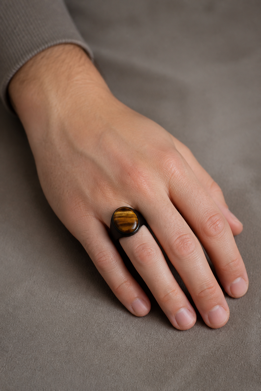 Tiger Eye Stainless Steel Signet Ring - Image 5