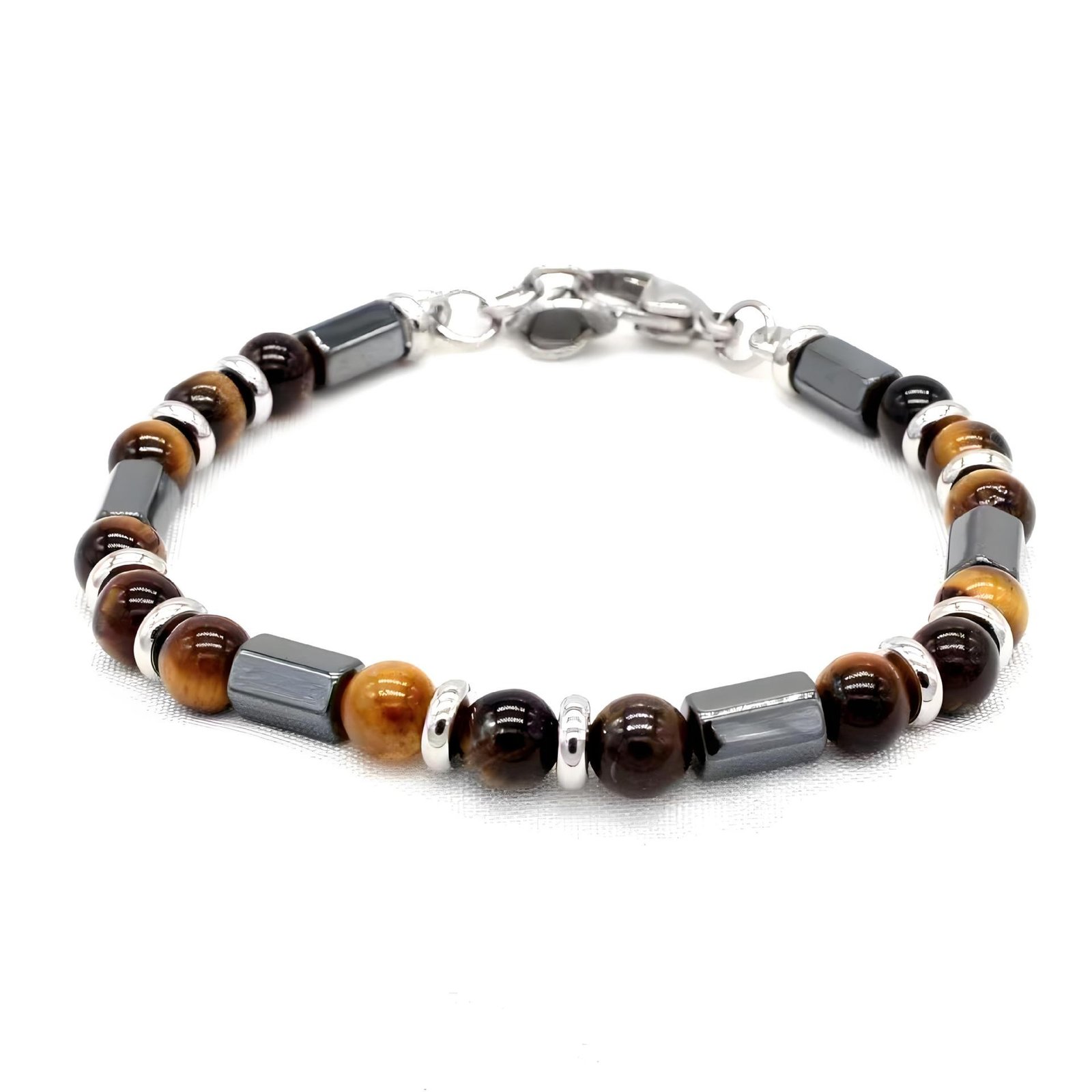 Natural Stone Stainless Steel Beaded Bracelet