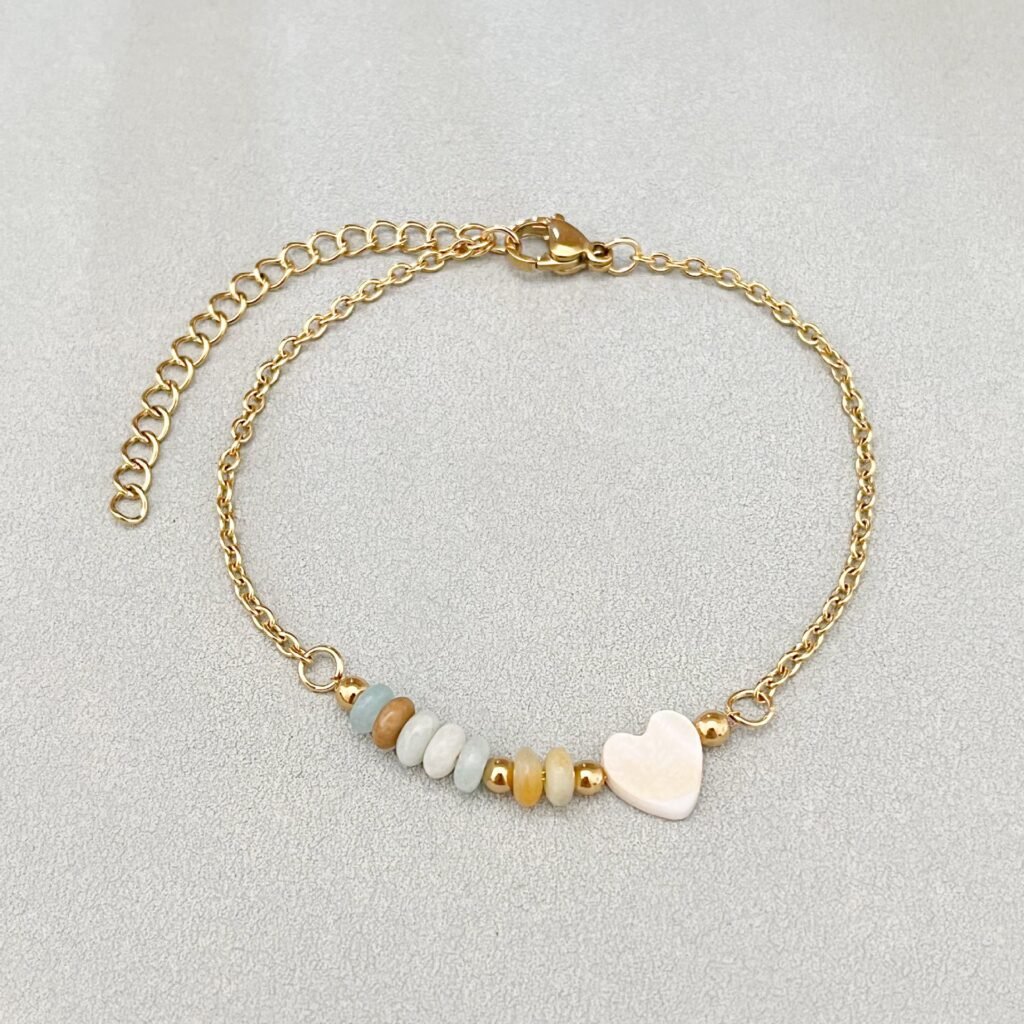 Natural Stone Stainless Steel Gold-Plated Bracelet
