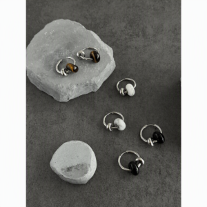 Ping'an Buckle Natural Stone Titanium Steel Earrings