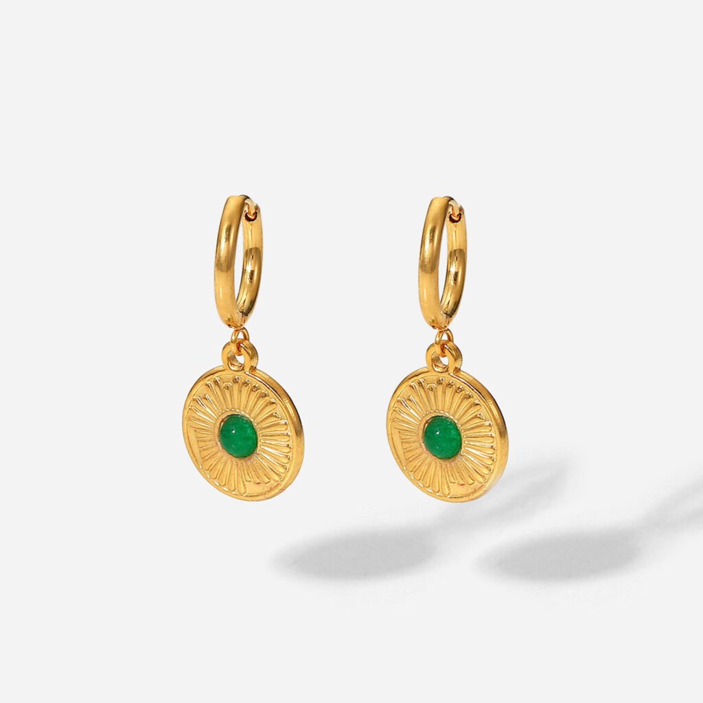 18K Gold-Plated Sunburst Coin Hoop Earrings