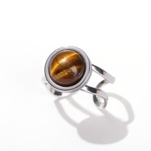 Double Band Natural Stone Open Ring